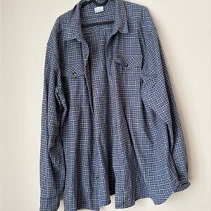 Columbia Sportswear Men's Classic Blue Checkered plaid button Long Sleeve XXL